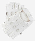 Rossana (white) - Italian fingerless lambskin leather driving gloves 1