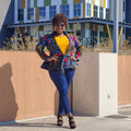 African Print Long Sleeved Peplum Blouse 1