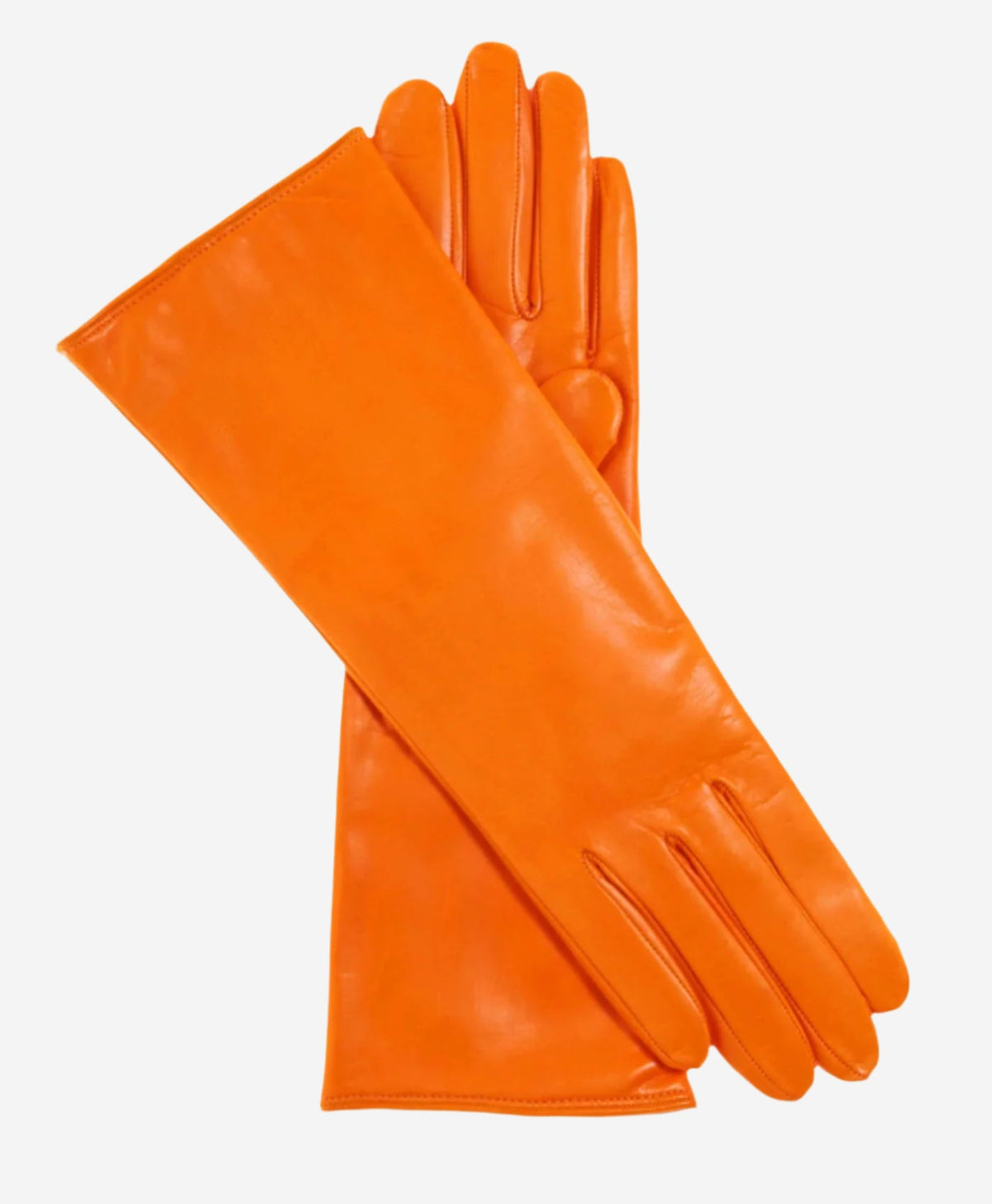 Camilla (tangerine) - Italian "4 button length" cashmere lined leather gloves