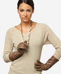 Leonora (taupe) - Italian cashmere lined 6-button length leather gloves 2