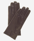 FC05 (brown) - Women's Italian cadet short fingered cashmere lined leather gloves 2