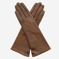 FS01W4 (brown) -Italian 4-button length silk lined leather gloves 2