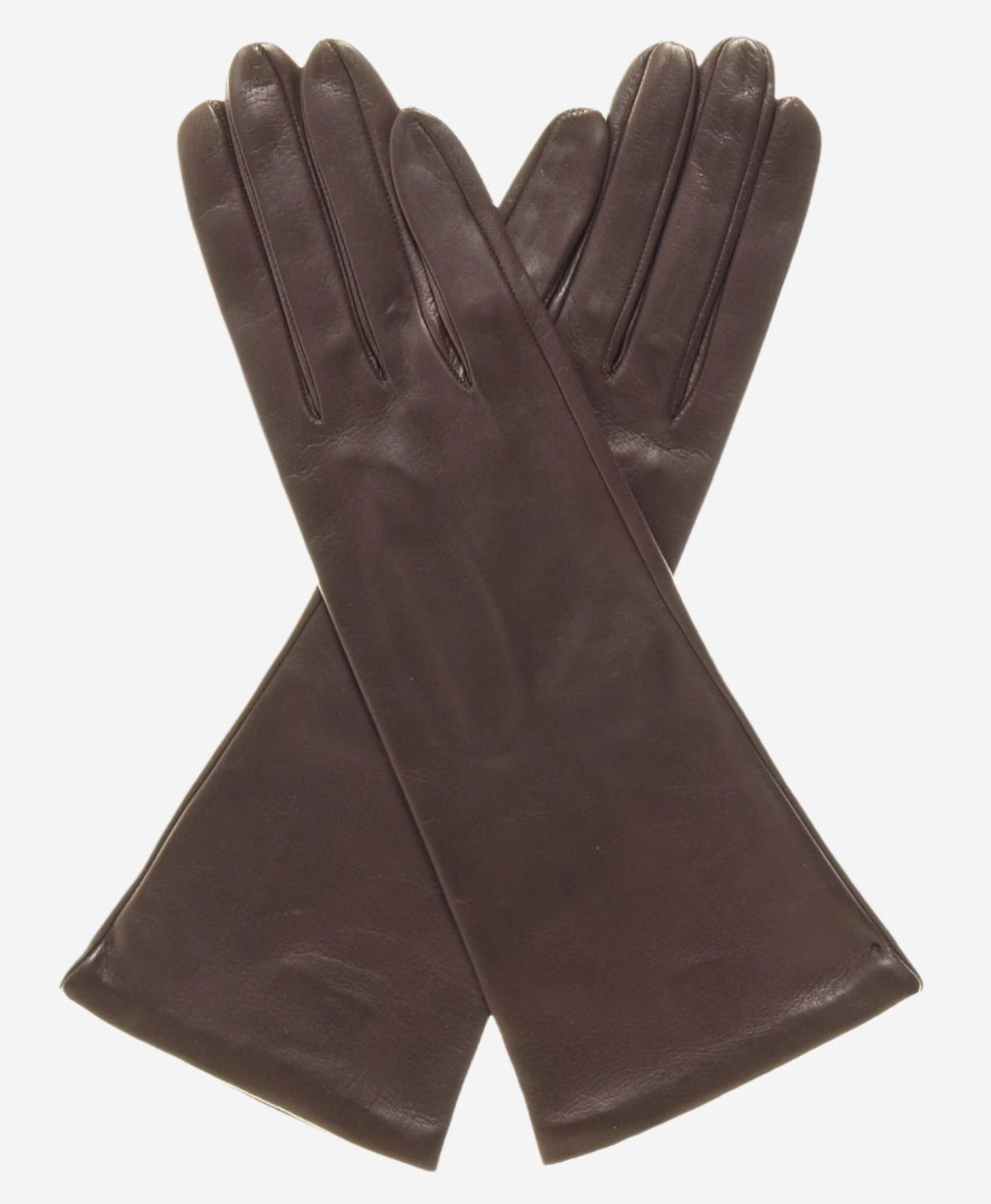FS01W4 (brown) -Italian 4-button length silk lined leather gloves