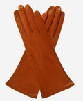 FS01W4 (cognac) - Italian 4-button length silk lined leather gloves 1