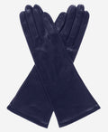 FS01W4 (navy) - Italian 4-button length silk lined leather gloves 1