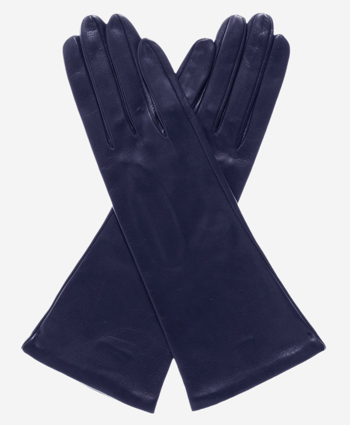 FS01W4 (navy) - Italian 4-button length silk lined leather gloves