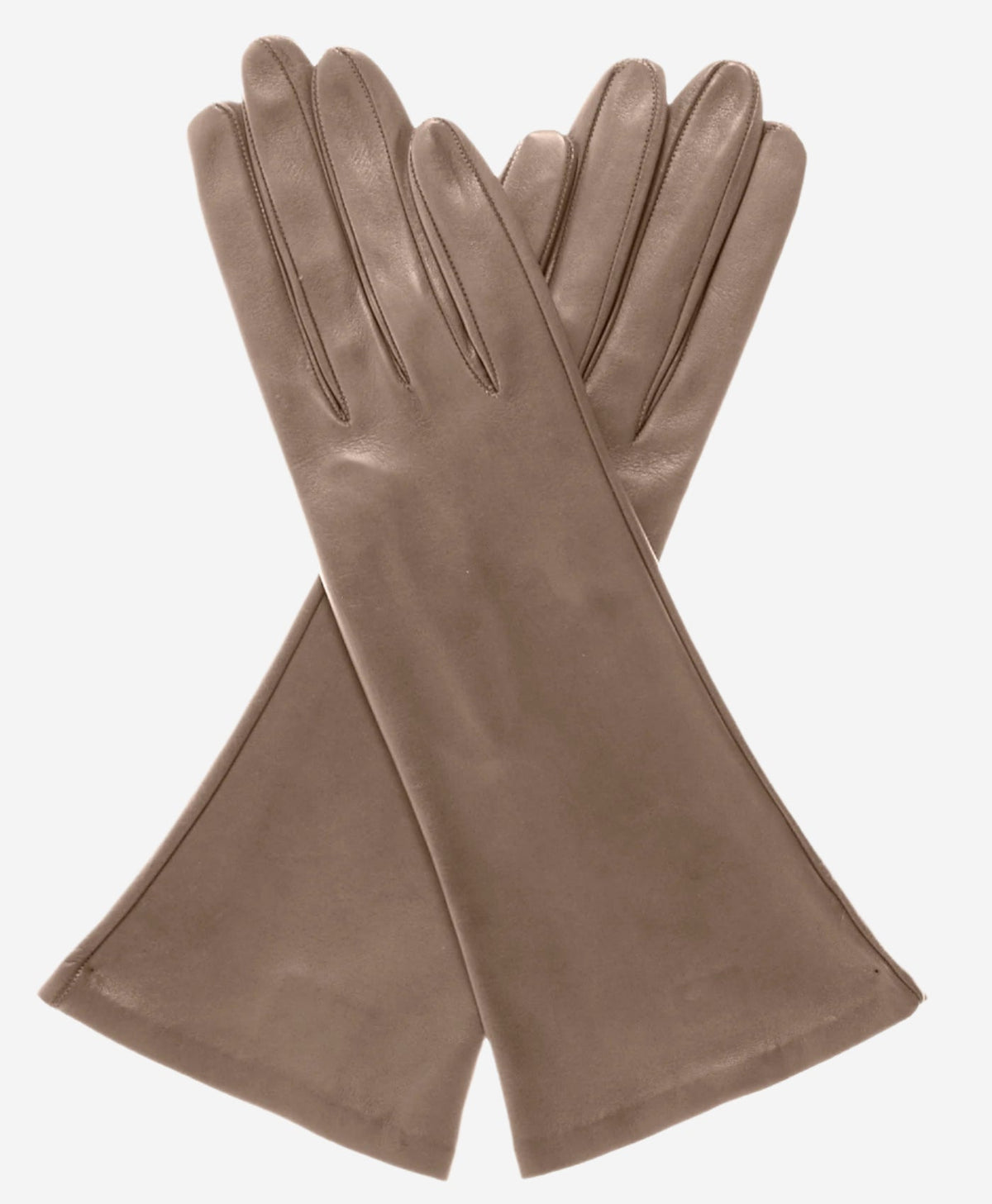 FS01W4 (taupe) - Italian 4-button length silk lined leather gloves