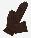 Elena (brown) - Italian silk lined 6-button length leather opera gloves 1
