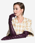 FS15W16 (black/grape) - Italian silk lined opera leather gloves 16-button length 2