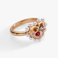 Puffy Heart Gemstone And Pearl Statement Ring 3