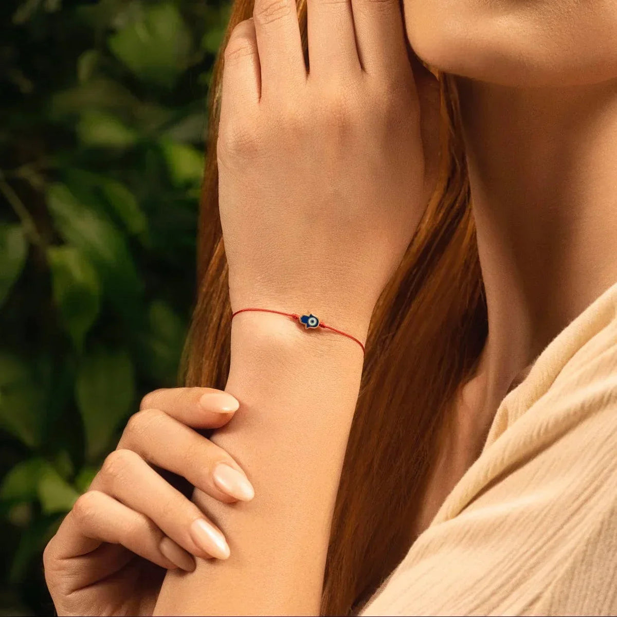 Ultimate Shield Navy Enamel Hamsa Red String Bracelet