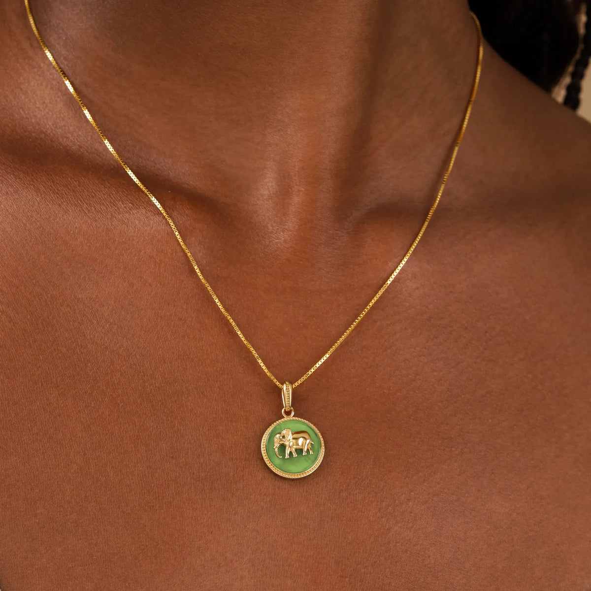 Tranquil Guardian Jade Elephant Necklace