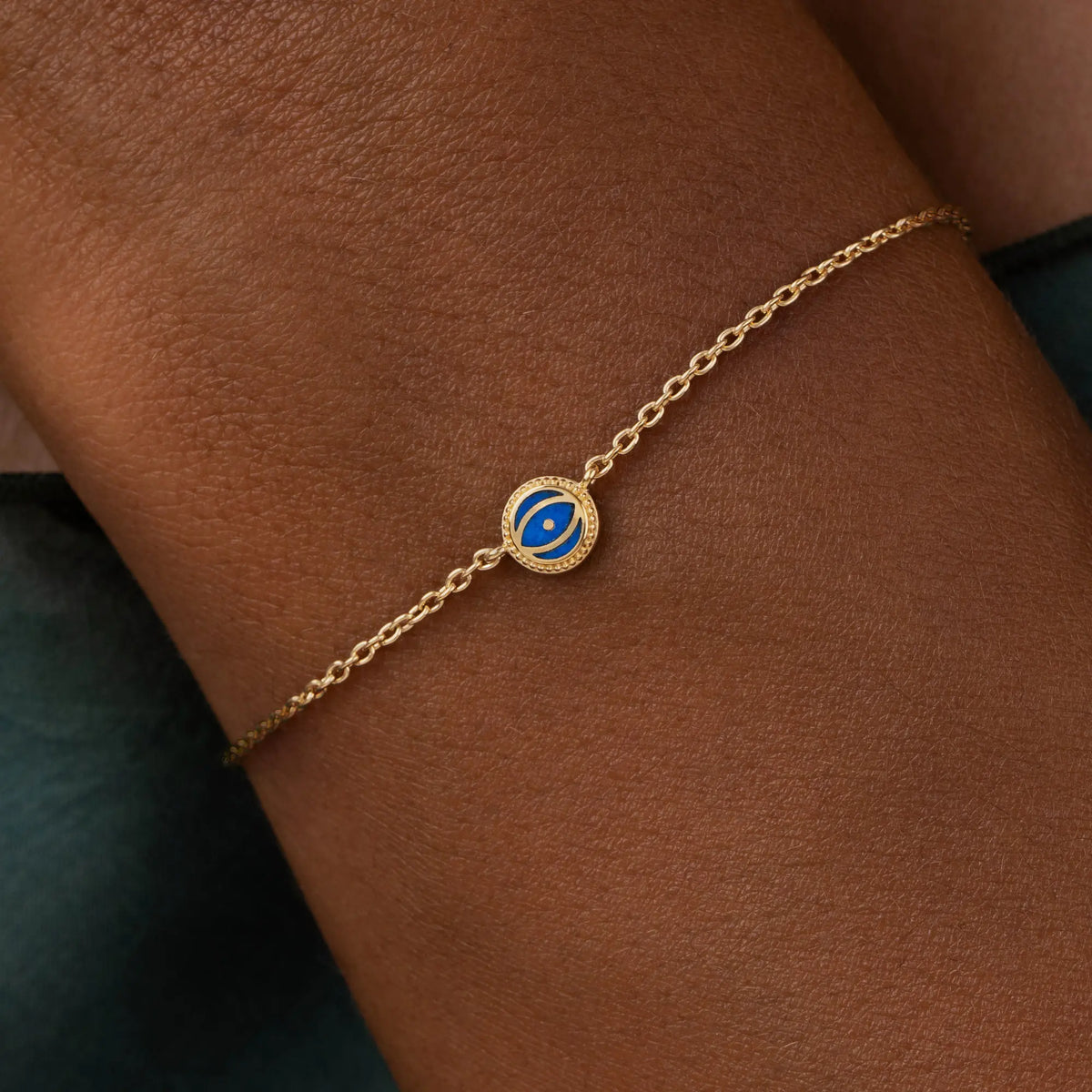 Truth Keeper Lapis Lazuli September Birthstone Evil Eye Gold Bracelet