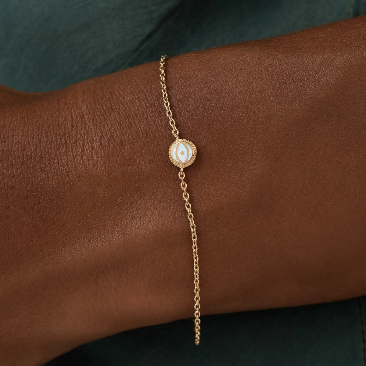 Light Guardian - Opal October Birthstone Evil Eye Gold Bracelet