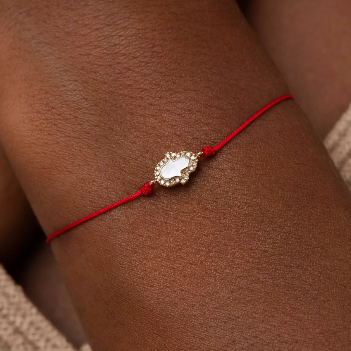 Blessed Journey 14K Gold Diamond Hamsa Red String Bracelet