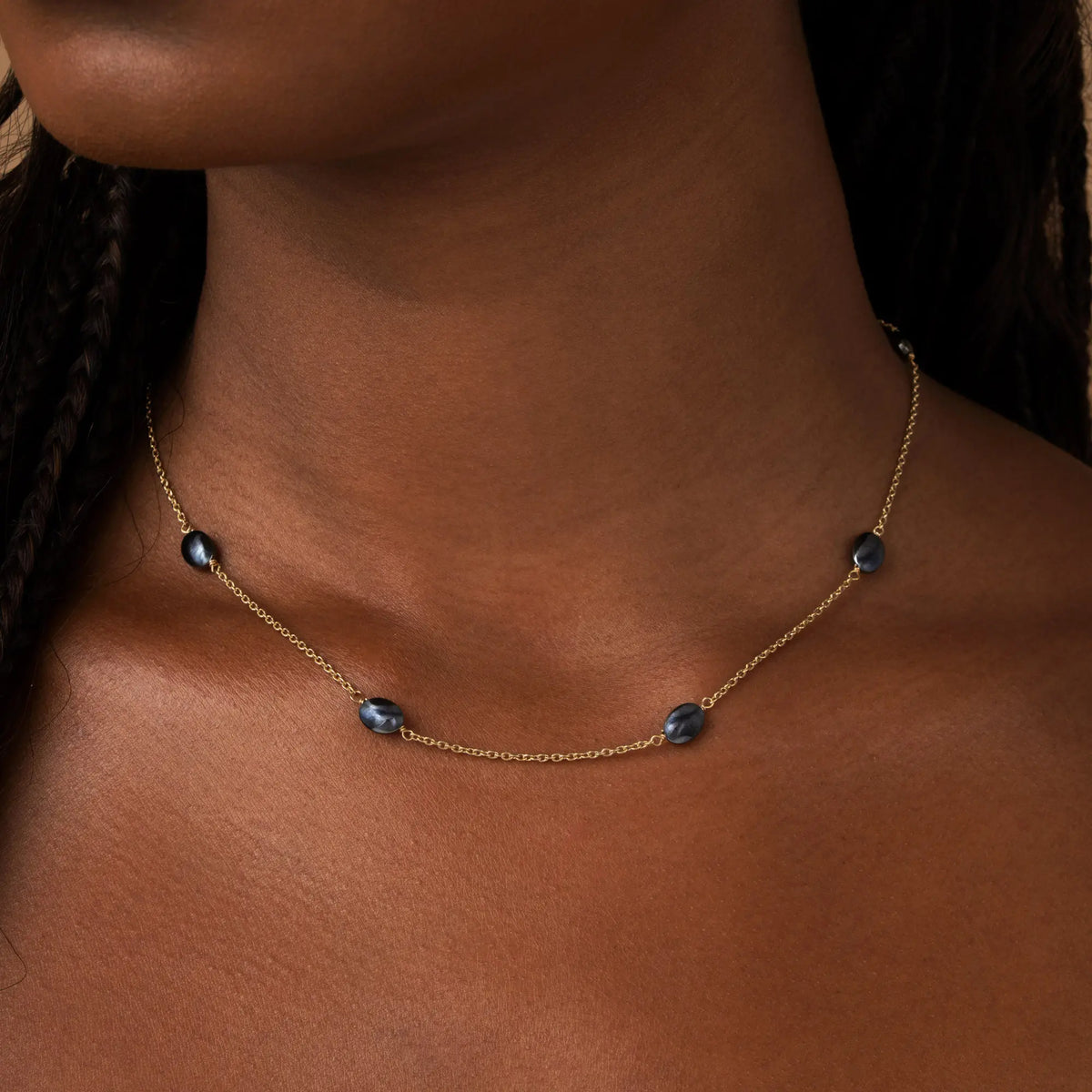 Tranquil Gleam Hematite Station Necklace