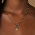 Celestial Flow Hamsa Hematite & Aquamarine Necklace 2