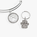 Paw Print Bangle & Pet Collar Charm Set of 2 3