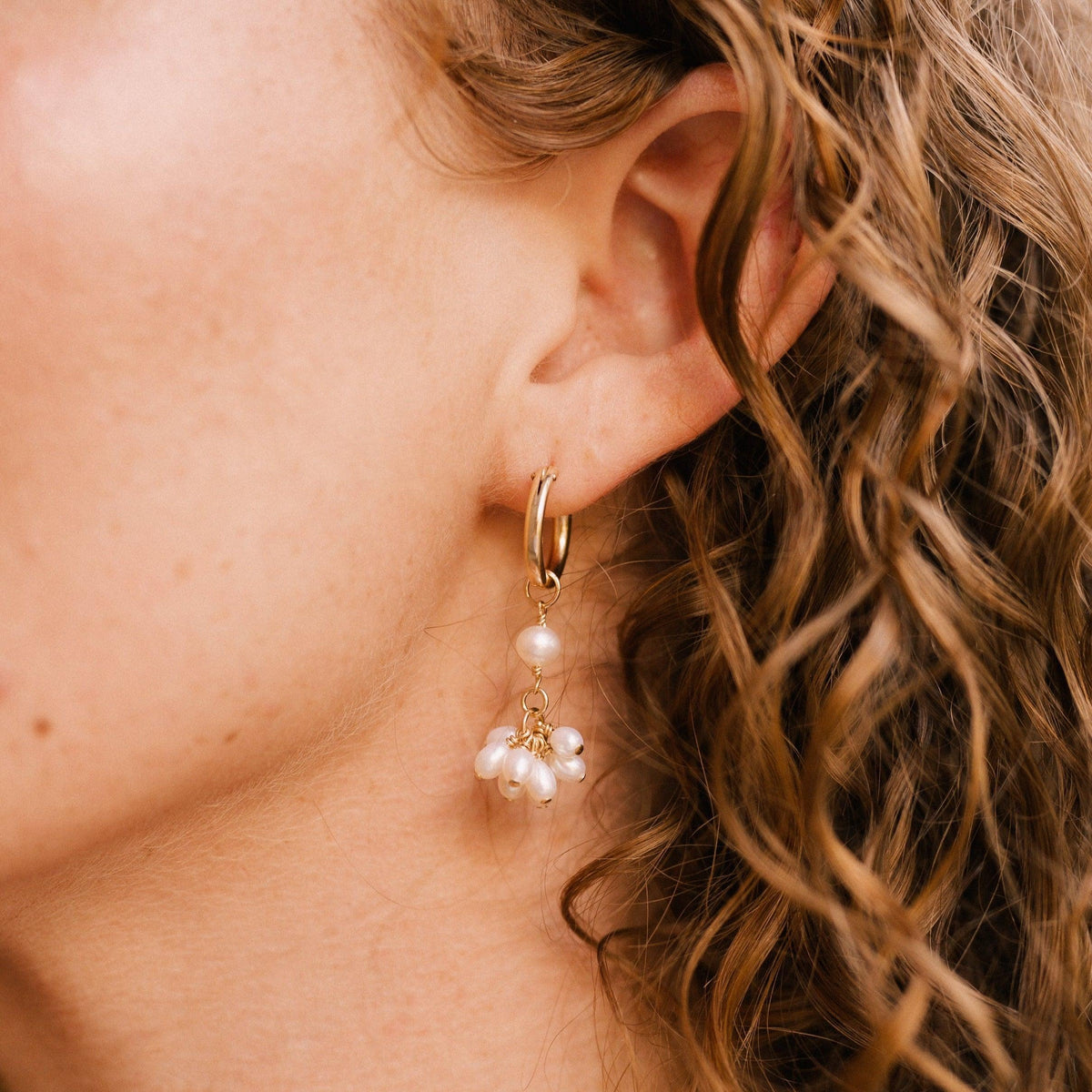 Pearl Blossom Hoop Earrings