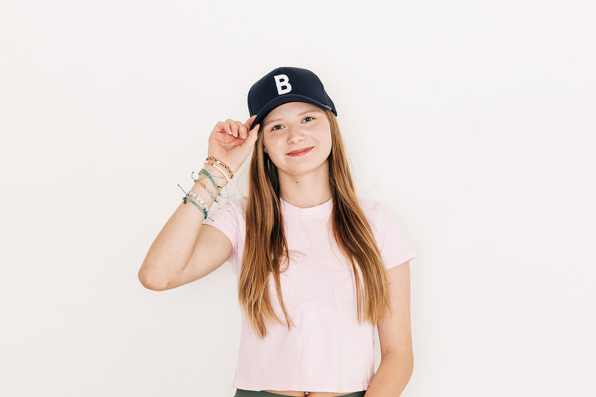 Burgundy Letter Trucker Hat
