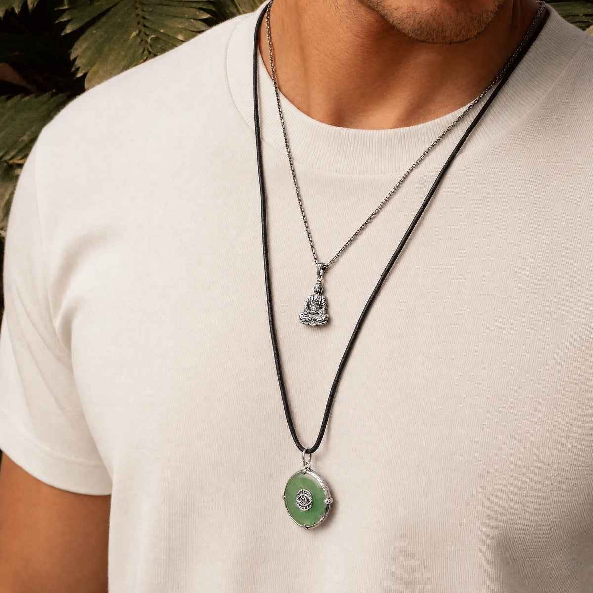 Abundant Energy Jade Evil Eye Black String Necklace