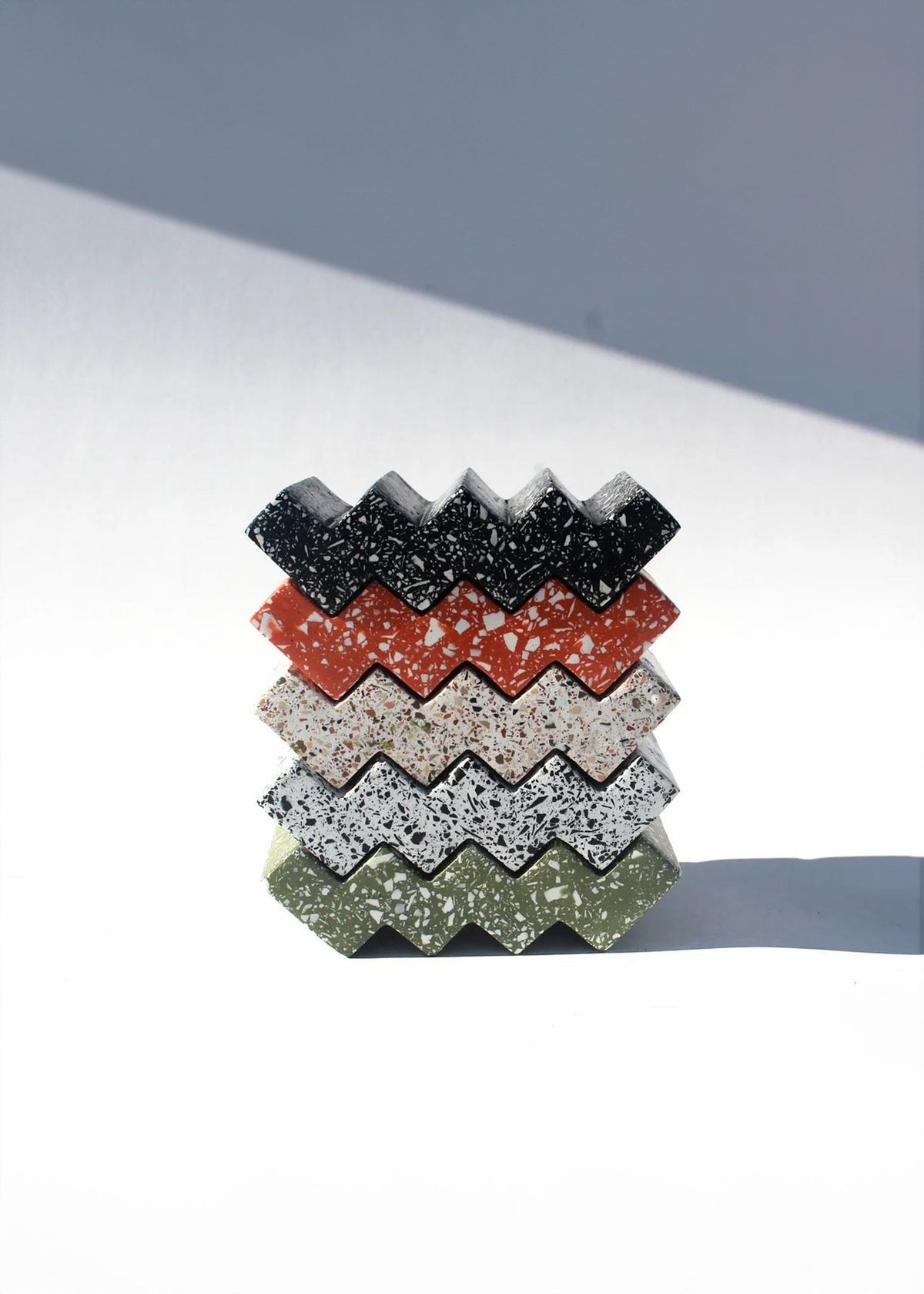 Zig-Zag Olive Green Terrazzo Soap Dish