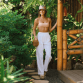White Wide Leg Beach Cotton Pants 5