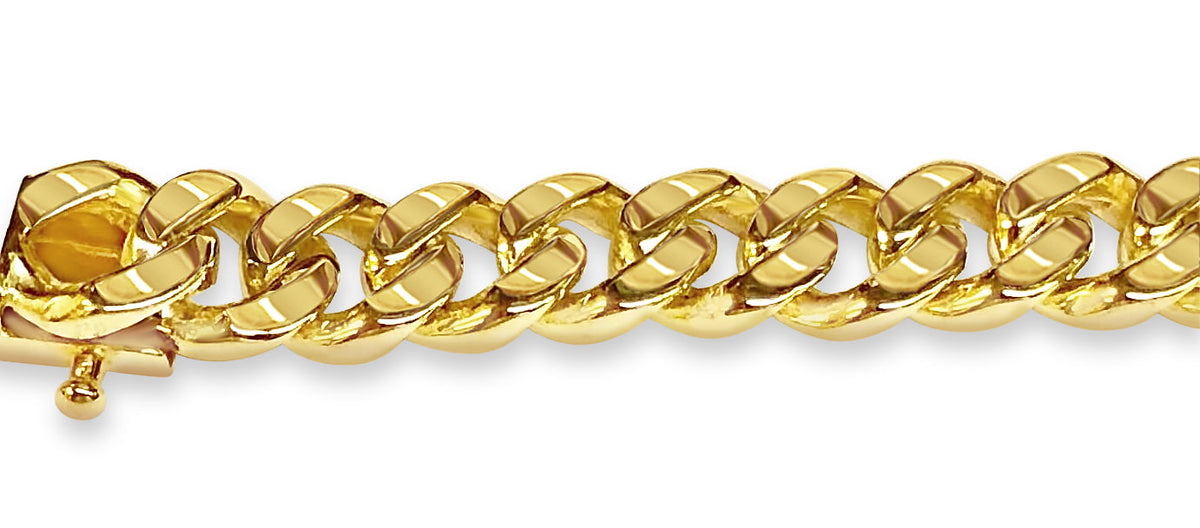 Curb Solid White/Yellow/Rose Gold Handmade Necklace, 8mm, 16-30 Inch, from 57.6 g