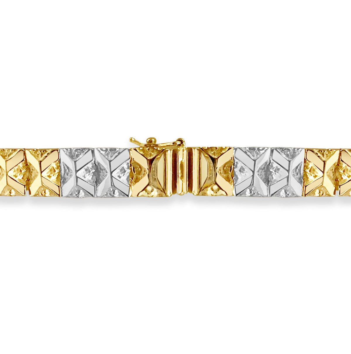 Nugget Solid White/Yellow/Rose Gold Handmade Bracelet, 9mm, 6.5-10 Inch