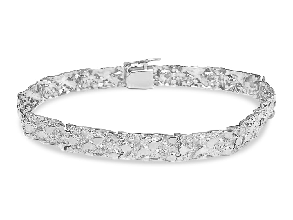 Nugget Solid White/Yellow/Rose Gold Handmade Bracelet, 7mm, 6.5-10 Inch, from 17.3 g, style 9855