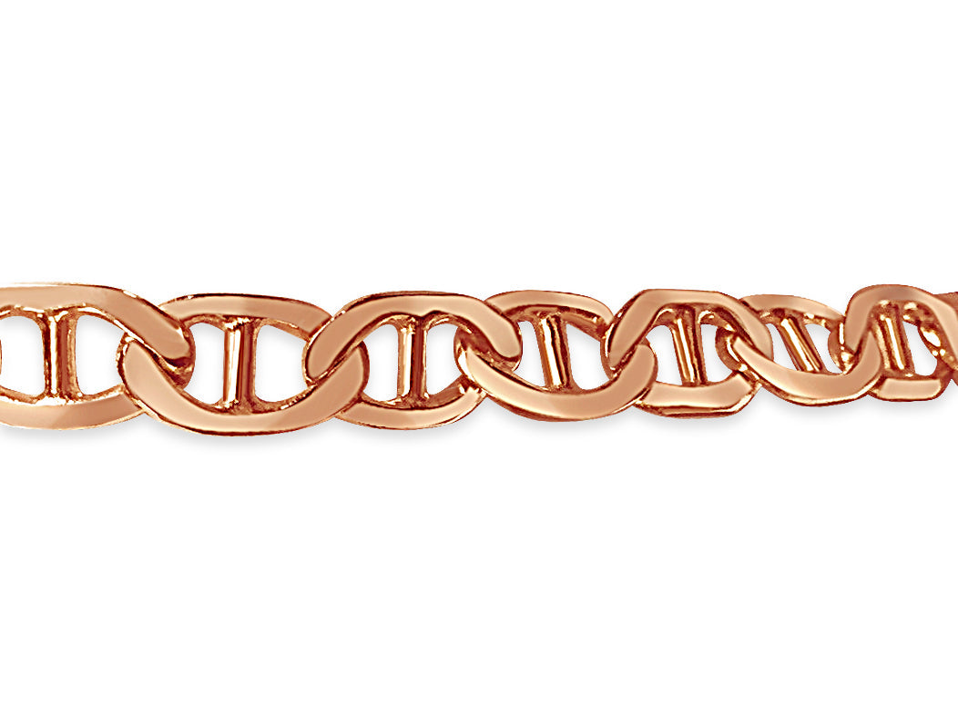 Mariner Solid White/Yellow/Rose Gold Handmade Bracelet, 8mm, 6.5-10 Inch