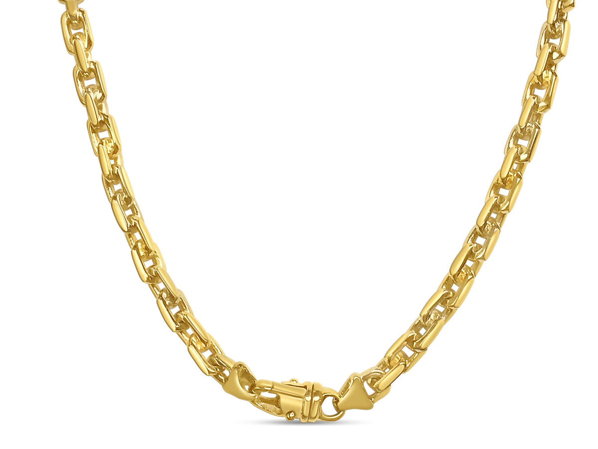 Fancy Rolo Solid White/Yellow/Rose Gold Handmade Necklace, 8mm, 16-30 Inch