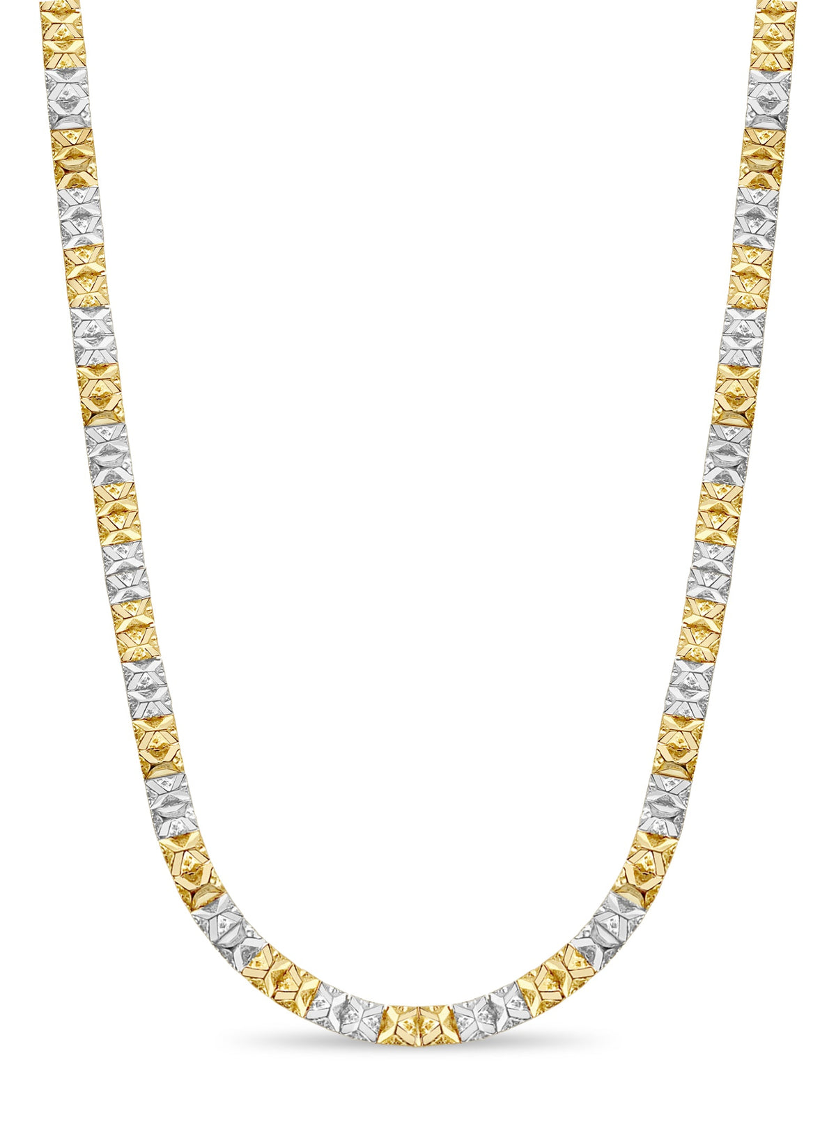 Nugget Solid White/Yellow/Rose Gold Handmade Necklace, 9mm, 16-30 Inch