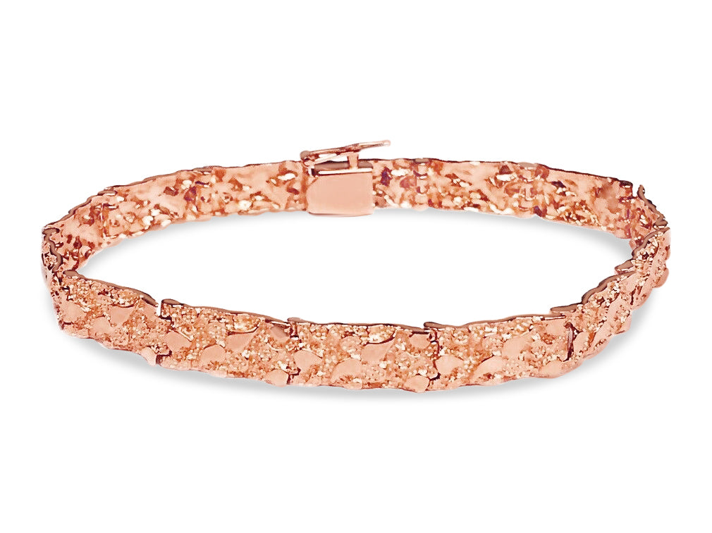 Nugget Solid White/Yellow/Rose Gold Handmade Bracelet, 7mm, 6.5-10 Inch, from 17.3 g, style 9855