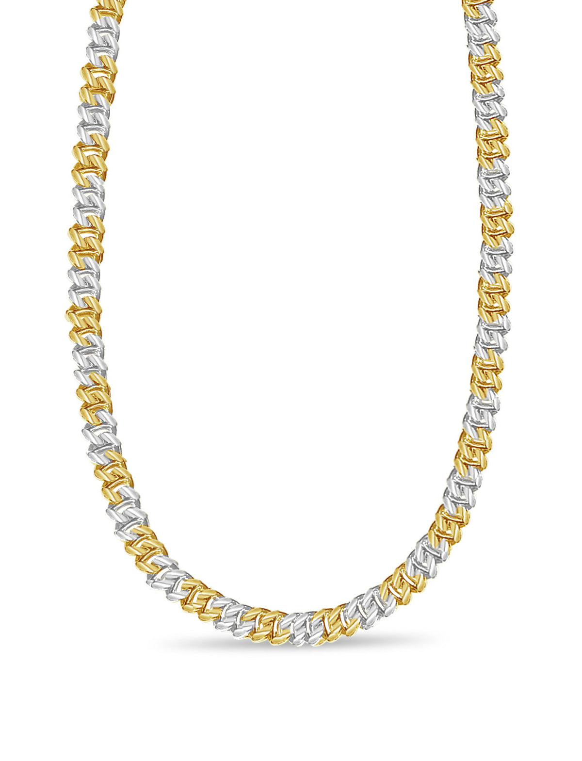 Mariner Solid White/Yellow/Rose Gold Handmade Necklace, 9mm, 16-30 Inch