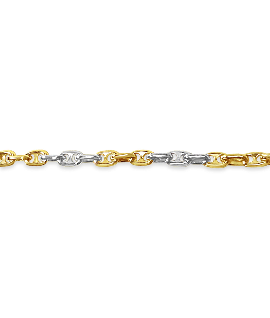 Anchor Mariner Solid White/Yellow/Rose Gold Handmade Bracelet, 5mm, 6.5-10 Inch