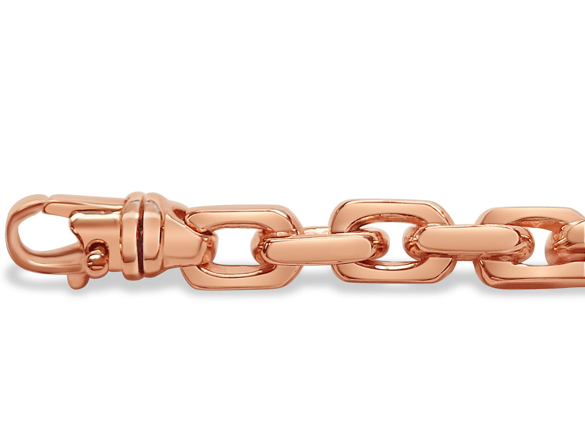 Fancy Rolo Solid White/Yellow/Rose Gold Handmade Necklace, 8mm, 16-30 Inch