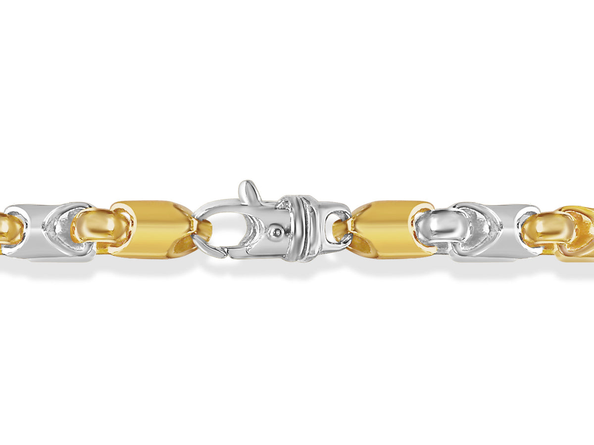 Fancy Tube Solid White/Yellow/Rose Gold Handmade Necklace, 8mm, 16-30 Inch