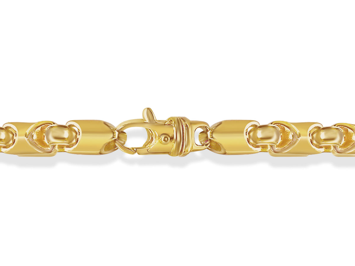 Fancy Tube Solid White/Yellow/Rose Gold Handmade Necklace, 8mm, 16-30 Inch