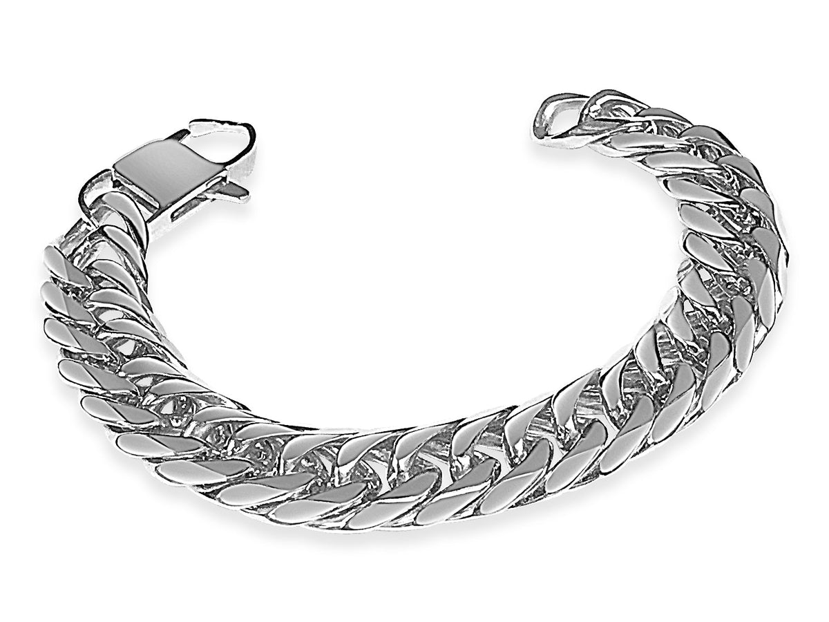 Curb Solid White/Yellow/Rose Gold Handmade Bracelet, 16mm, 6.5-10 Inch