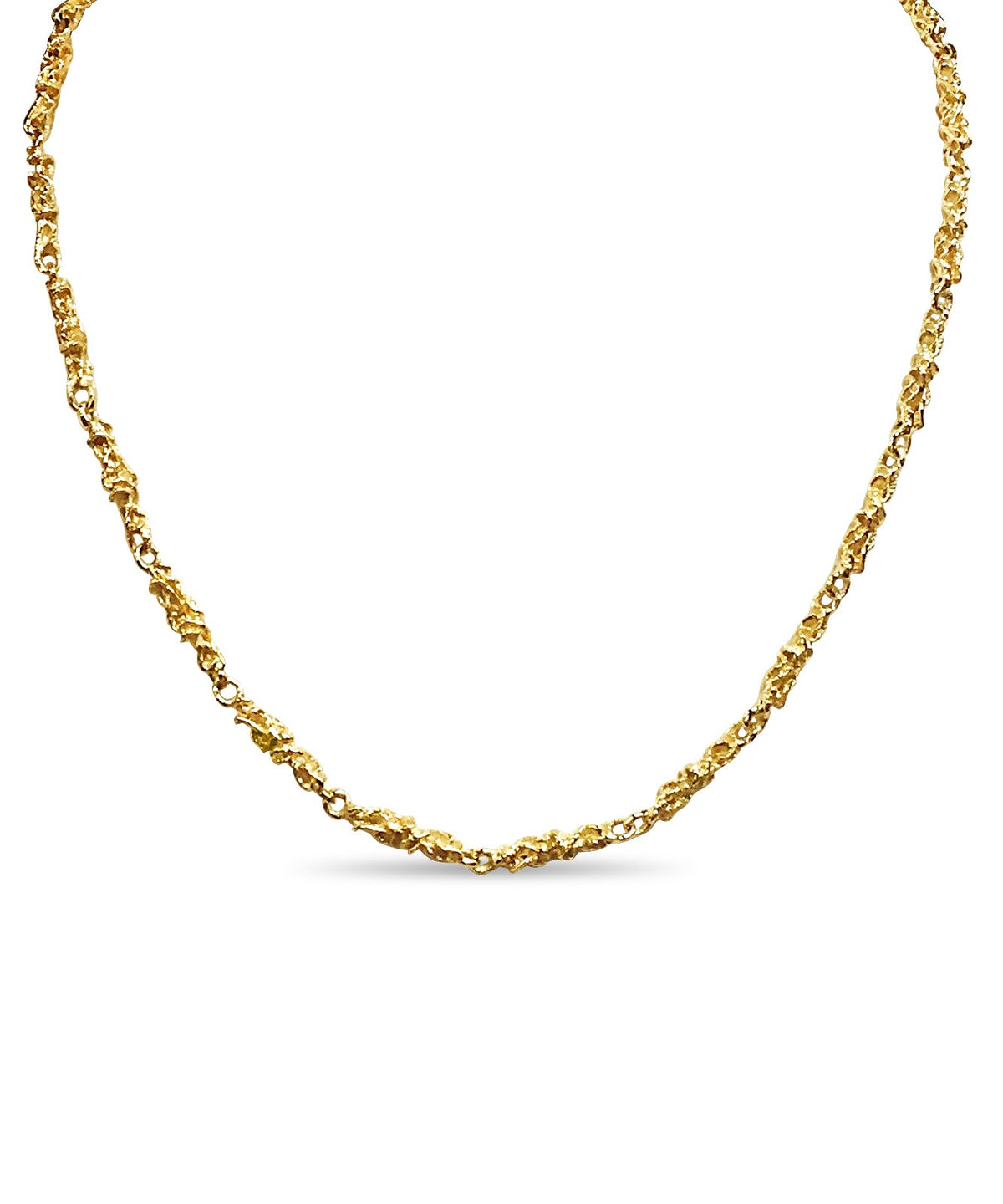 Nugget Solid White/Yellow/Rose Gold Handmade Necklace, 5mm, 16-30 Inch