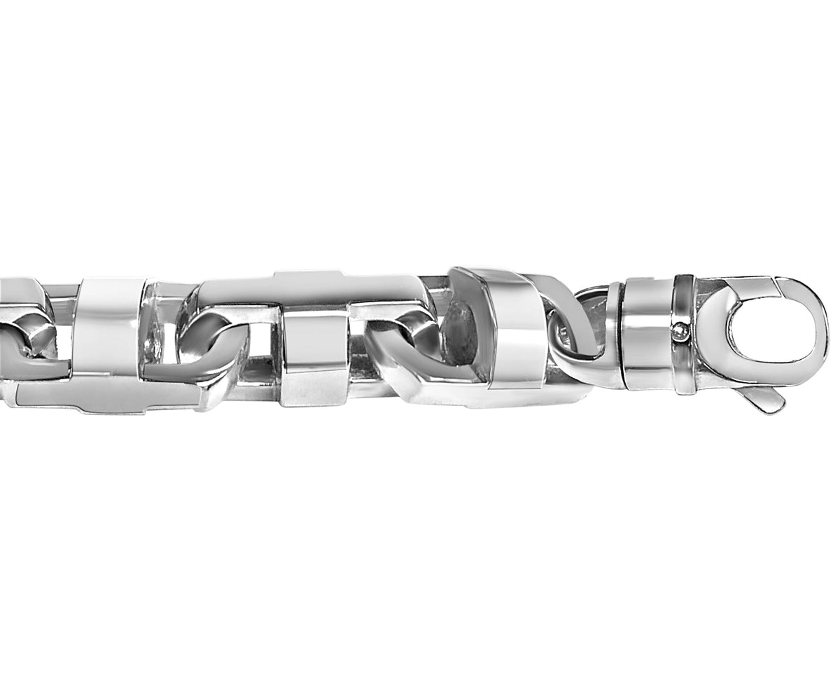 Anchor Mariner Solid White/Yellow/Rose Gold Handmade Bracelet, 15mm, 6.5-10 Inch