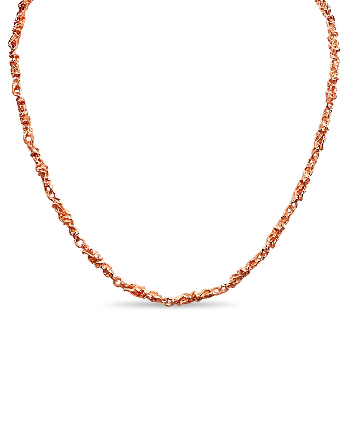 Nugget Solid White/Yellow/Rose Gold Handmade Necklace, 5mm, 16-30 Inch