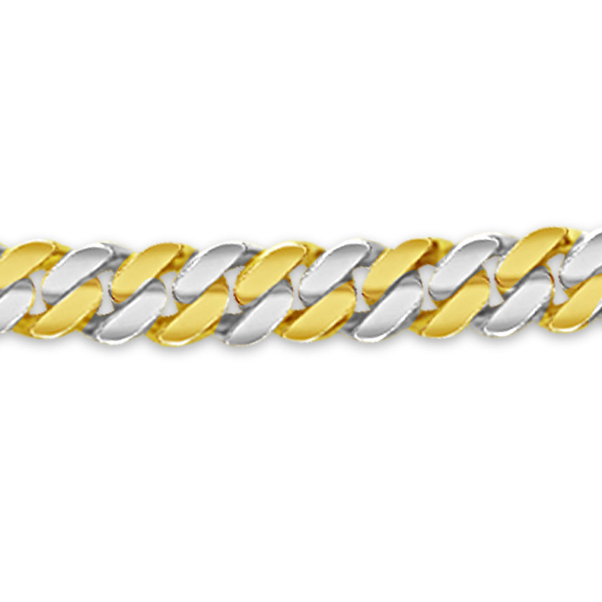 Miami Cuban Solid White/Yellow/Rose Gold Handmade Necklace, 8mm, 16-30 Inch, from 53.8 g