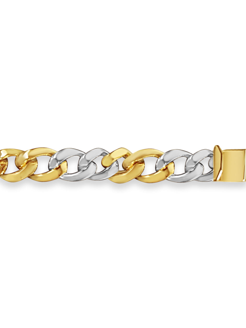 Curb Solid White/Yellow/Rose Gold Handmade Necklace, 13mm, 16-30 Inch