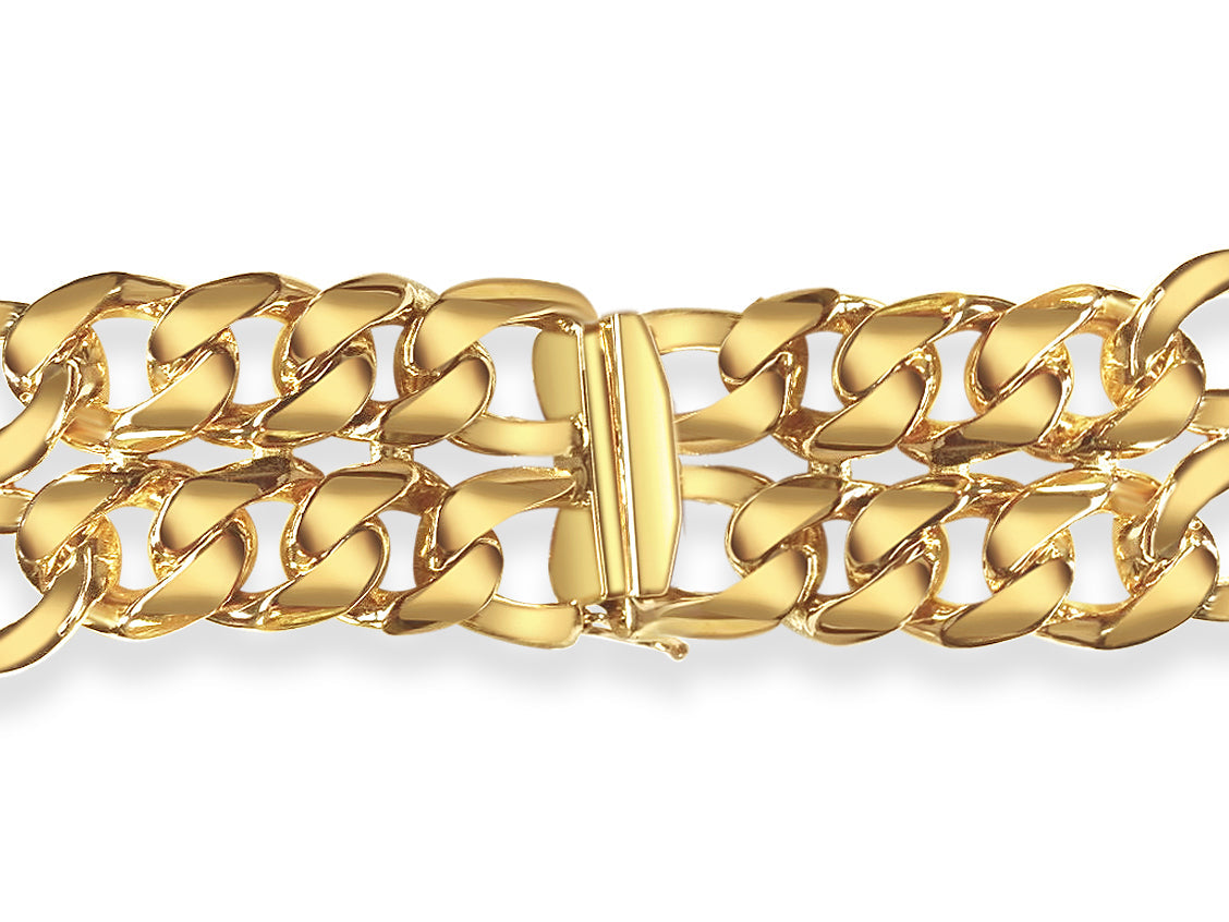 ID Figaro Solid White/Yellow/Rose Gold Handmade Bracelet, 23mm, 6.5-10 Inch