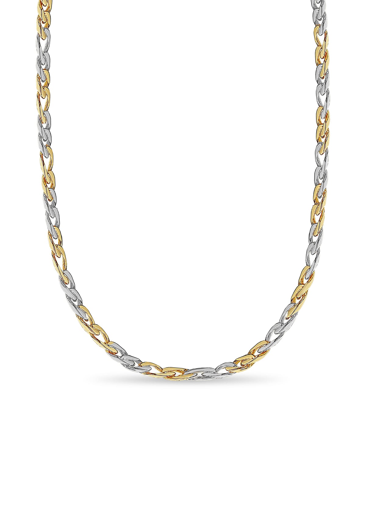 Figaro Solid White/Yellow/Rose Gold Handmade Necklace, 8mm, 16-30 Inch, from 65.4 g