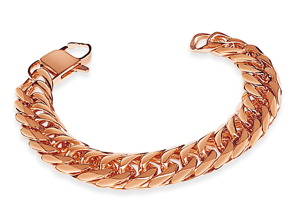 Curb Solid White/Yellow/Rose Gold Handmade Bracelet, 16mm, 6.5-10 Inch