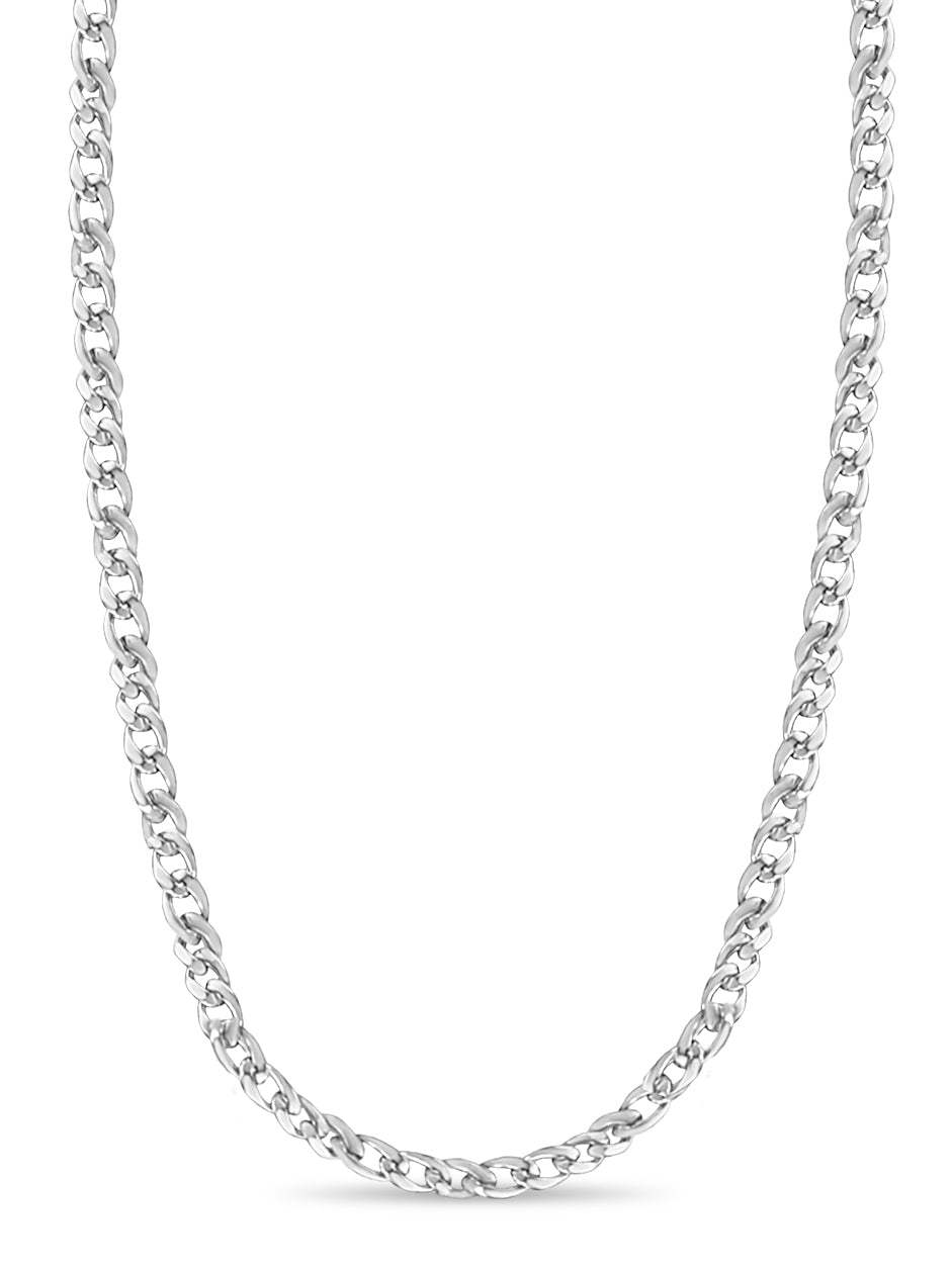 Curb Solid White/Yellow/Rose Gold Handmade Necklace, 13mm, 16-30 Inch