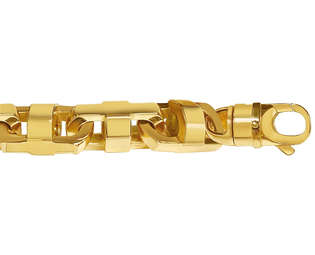 Anchor Mariner Solid White/Yellow/Rose Gold Handmade Bracelet, 15mm, 6.5-10 Inch